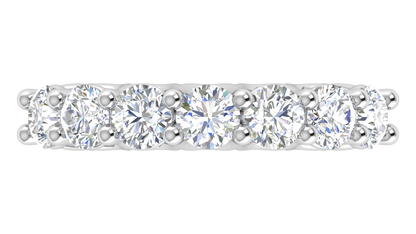 2.80 CTW Round Diamond 7 - Stone Wedding Band in 14K White Gold - U - Shape Prong Setting