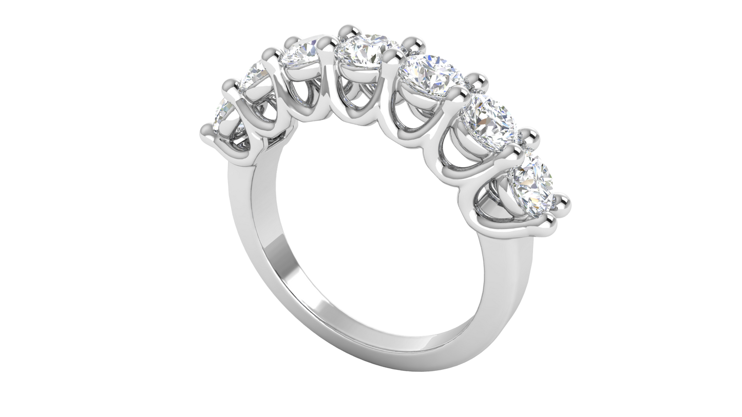 2.10 Ctw Dazzling Seven-Stone Wedding Band With U-Shape Prong Setting In 14K White Gold