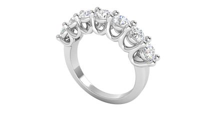 2.10 Ctw Dazzling Seven-Stone Wedding Band With U-Shape Prong Setting In 14K White Gold