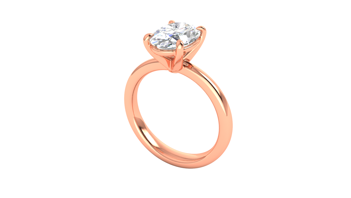 2.00 Ctw Oval Cut Solitaire Engagement Ring Set In 14K Rose Gold