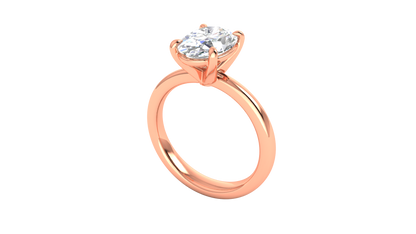 2.00 Ctw Oval Cut Solitaire Engagement Ring Set In 14K Rose Gold