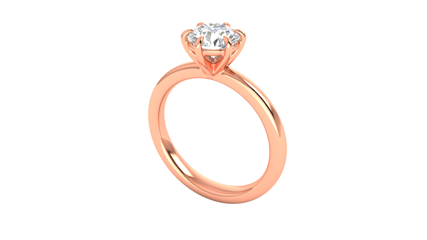 1.00 Ctw Classic Solitaire Engagement Ring Set In 14K Rose Gold