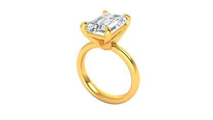 5.00 Ctw Emerald Cut Solitaire Engagement Ring Set In 14K Yellow Gold