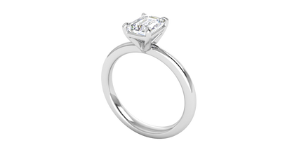 1.00 Ctw Emerald Cut Solitaire Engagement Ring Set In 14K White Gold