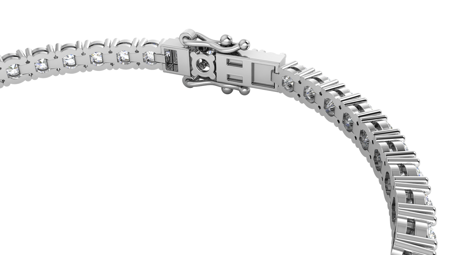 6.48 Ctw Round Brilliant Diamond Tennis Bracelet In 14K White Gold