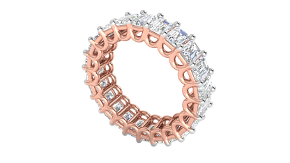 6.90 Ctw Emerald Cut Diamond Eternity Band Set In 14K Rose Gold