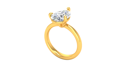 3.00 Ctw Pear Cut Solitaire Engagement Ring Set In 14K Yellow Gold