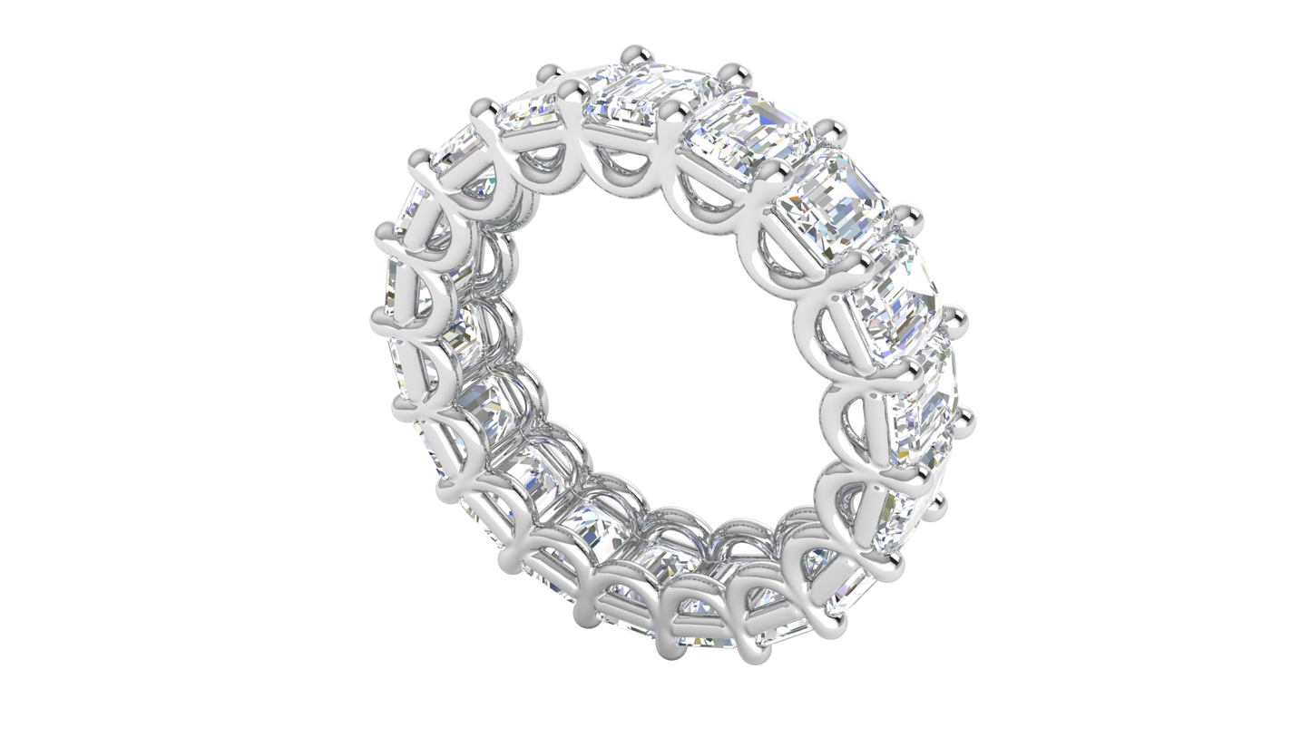 9.00 Ctw Emerald Cut Diamond Eternity Band Set In 14K White Gold