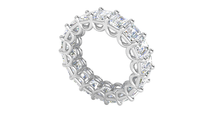 9.00 Ctw Emerald Cut Diamond Eternity Band Set In 14K White Gold