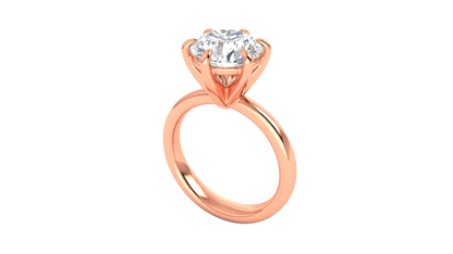 3.00 Ctw Classic Solitaire Engagement Ring Set In 14K Rose Gold