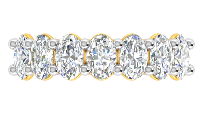 2.80 CTW Oval Cut Diamond 7 - Stone Wedding Band in 14K Yellow Gold - U - Shape Prong Setting