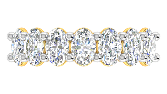2.80 CTW Oval Cut Diamond 7 - Stone Wedding Band in 14K Yellow Gold - U - Shape Prong Setting