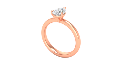 1.00 Ctw Pear Cut Solitaire Engagement Ring Set In 14K Rose Gold