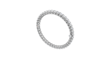 17.32 Ctw Round Cut Diamond Bangle | Lattice Diamond Bangle Set In Luxury 14K White Gold