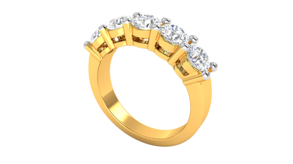 2.00 Ctw Elegant Five-Stone Wedding Band Set In 14K Yellow Gold