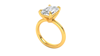 4.00 Ctw Emerald Cut Solitaire Engagement Ring Set In 14K Yellow Gold