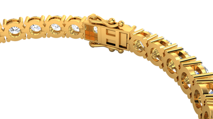 14.00 Ctw Round Brilliant Diamond Tennis Bracelet In 14K Yellow Gold