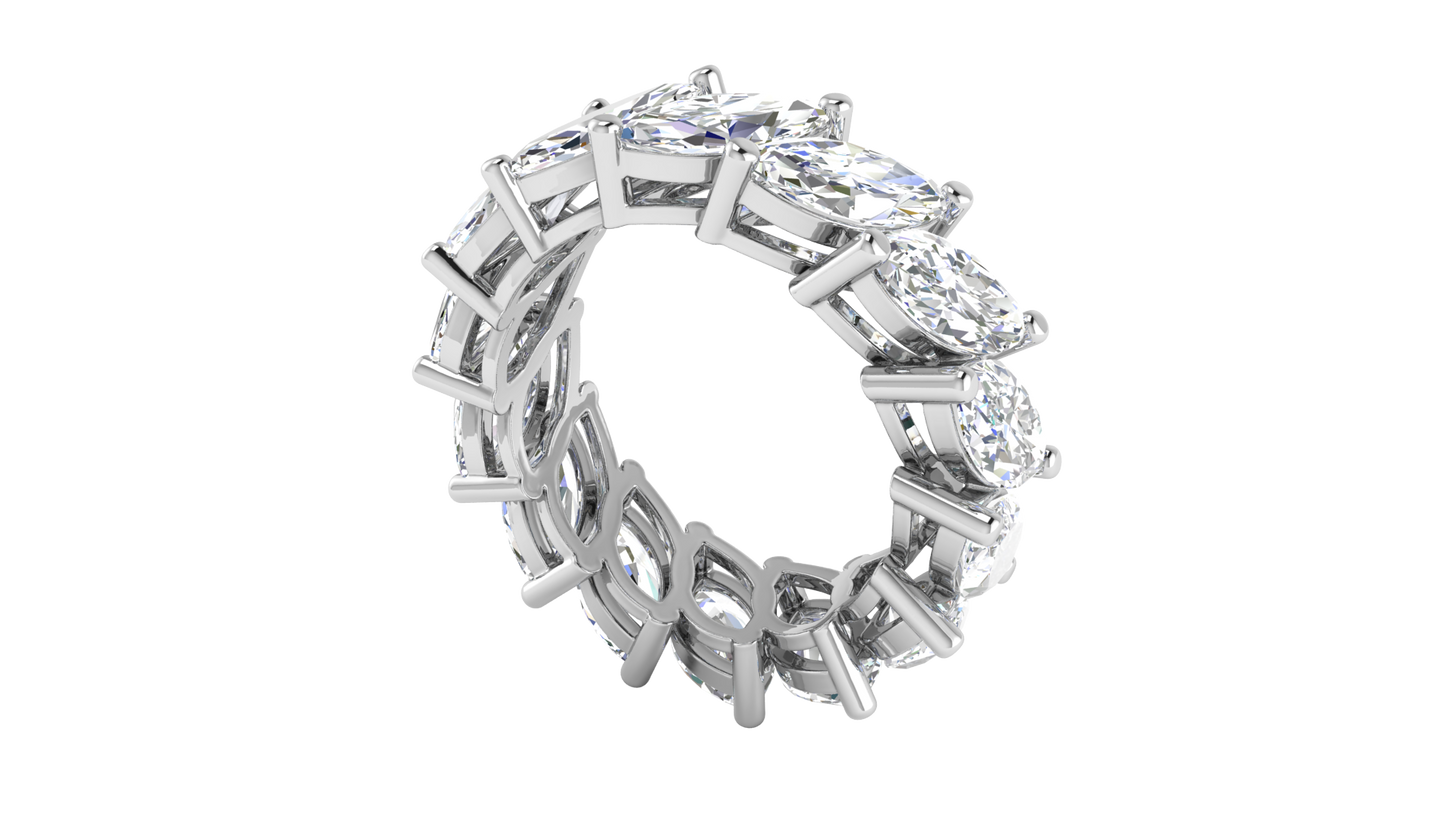 7.00 Ctw Marquise Cut Diamond Eternity Band Set In 14K White Gold