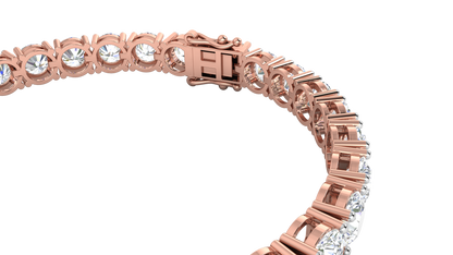 21.00 Ctw Round Brilliant Diamond Tennis Bracelet In 14K Rose Gold