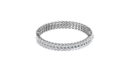 37.60 Ctw Marquise Cut Diamond Bangle | Marquise Leaf Diamond Bangle Set In Luxury 14K White Gold