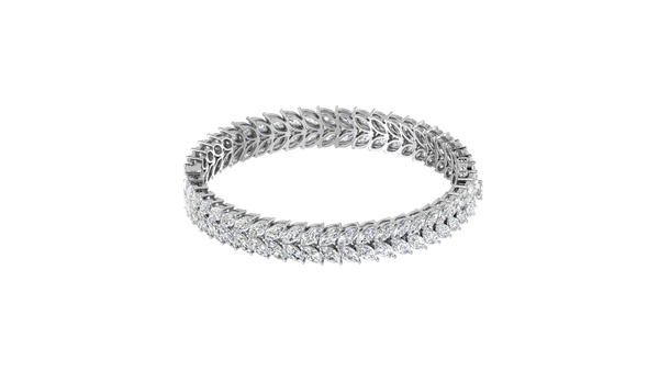 37.60 Ctw Marquise Cut Diamond Bangle | Marquise Leaf Diamond Bangle Set In Luxury 14K White Gold