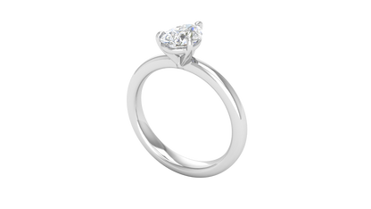 1.00 Ctw Pear Cut Solitaire Engagement Ring Set In 14K White Gold