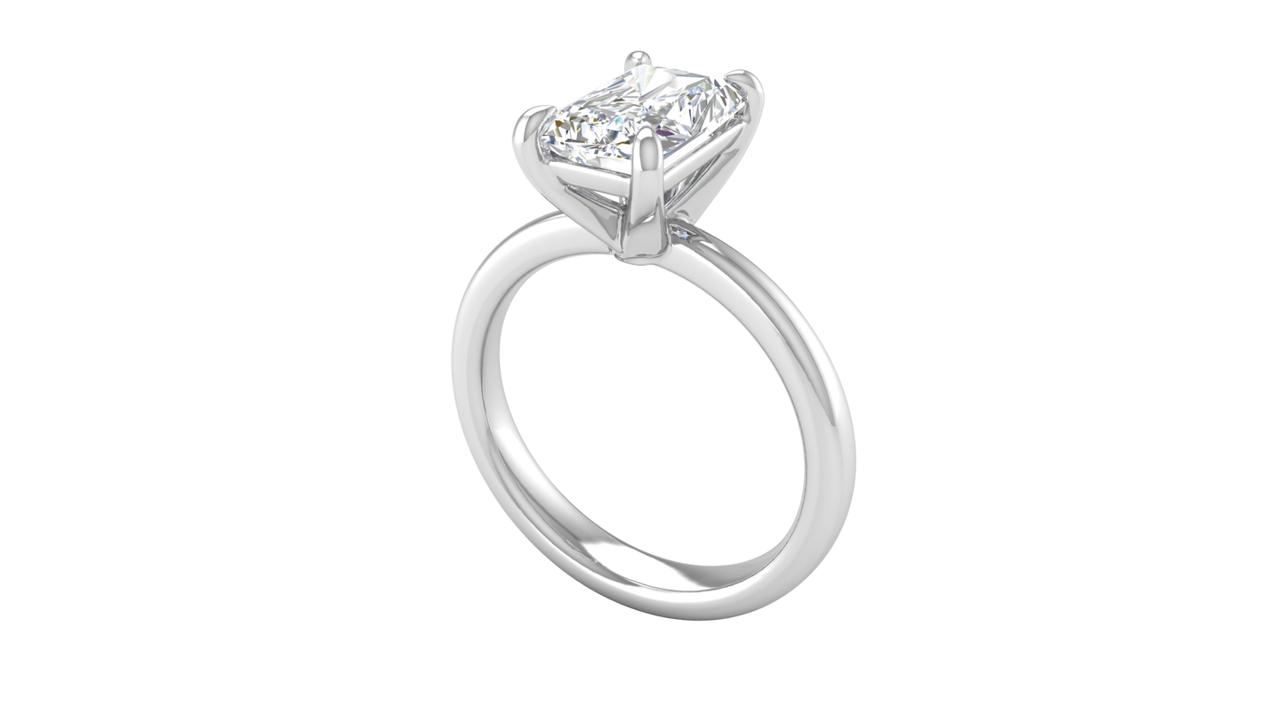 2.00 Ctw Radiant Cut Solitaire Engagement Ring Set In 14K White Gold