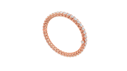 17.32 Ctw Round Cut Diamond Bangle | Lattice Diamond Bangle Set In Luxury 14K Rose Gold
