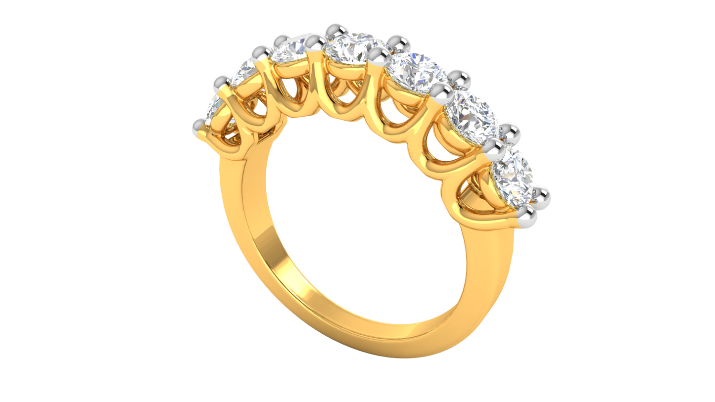 2.10 Ctw Dazzling Seven-Stone Wedding Band With U-Shape Prong Setting In 14K Yellow Gold