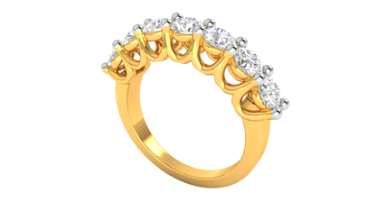 2.10 Ctw Dazzling Seven-Stone Wedding Band With U-Shape Prong Setting In 14K Yellow Gold