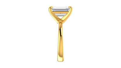 4.00 Ctw Emerald Cut Solitaire Engagement Ring Set In 14K Yellow Gold