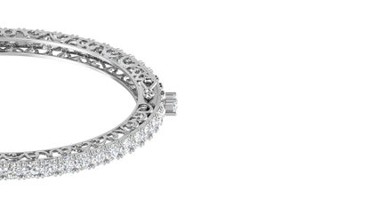 11.13 Ctw Round Cut Diamond Bangle | Antique-Inspired Diamond Bangle & Elegant Vintage Style Jewellery Set In 14K White Gold
