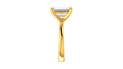 3.00 Ctw Emerald Cut Solitaire Engagement Ring Set In 14K Yellow Gold