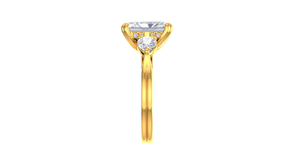 3 Carat Radiant Cut Engagement Ring With Pear Shaped Side Stones In 14K Yellow Gold