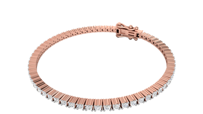 2.26 Ctw Round Brilliant Diamond Tennis Bracelet In 14K Rose Gold