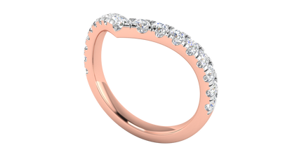 0.68 Ctw Elegant Diamond Chevron Ring Set In 14K Rose Gold