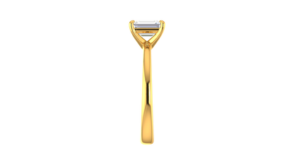 1.00 Ctw Emerald Cut Solitaire Engagement Ring Set In 14K Yellow Gold