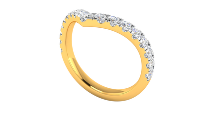 0.68 Ctw Elegant Diamond Chevron Ring Set In 14K Yellow Gold