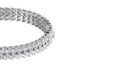 37.60 Ctw Marquise Cut Diamond Bangle | Marquise Leaf Diamond Bangle Set In Luxury 14K White Gold