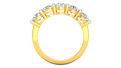 2.50 Ctw Five-Stone Wedding Band With U-Shape Prong Setting In 14K Yellow Gold