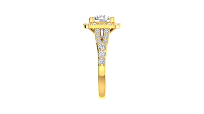 2.00 Carat Round-Cut Halo Engagement Ring With Pavé Diamond Band In 14K Yellow Gold