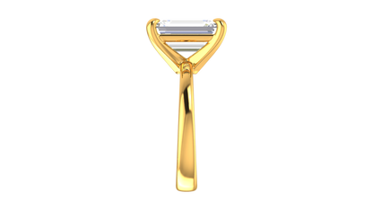 5.00 Ctw Emerald Cut Solitaire Engagement Ring Set In 14K Yellow Gold