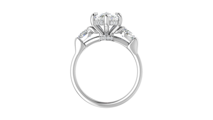 3 Carat Pear Cut Engagement Ring With Pear Shape Side Stones In 14K White Gold