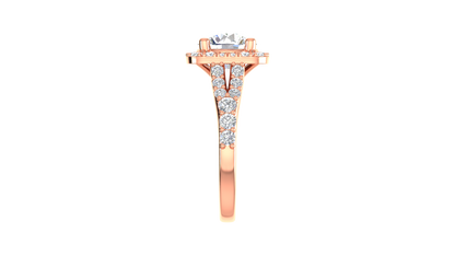 2.00 Carat Round-Cut Halo Engagement Ring With Pavé Diamond Band In 14K Rose Gold