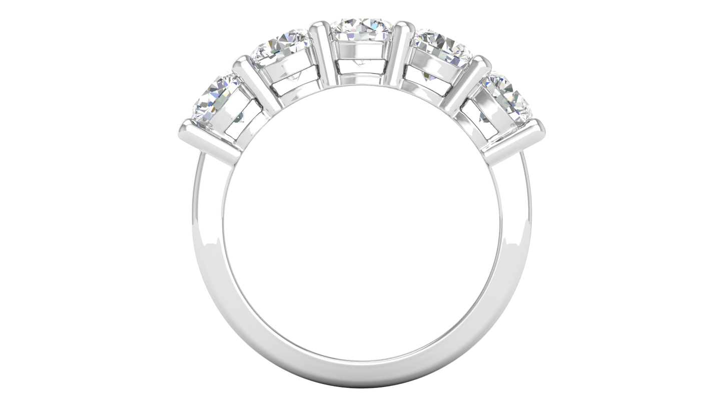 2.50 Ctw Five-Stone Wedding Band With U-Shape Prong Setting In 14K White Gold