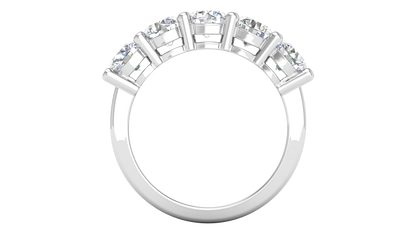 2.50 Ctw Five-Stone Wedding Band With U-Shape Prong Setting In 14K White Gold