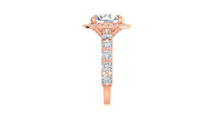 4.00 Carat Round-Cut Halo Engagement Ring With Pavé Diamond Band In 14K Rose Gold