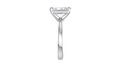 3.00 Ctw Radiant Cut Solitaire Engagement Ring Set In 14K White Gold