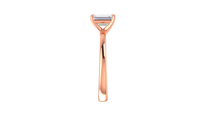 1.00 Ctw Emerald Cut Solitaire Engagement Ring Set In 14K Rose Gold