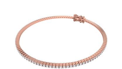 1.08 Ctw Round Brilliant Diamond Tennis Bracelet In 14K Rose Gold